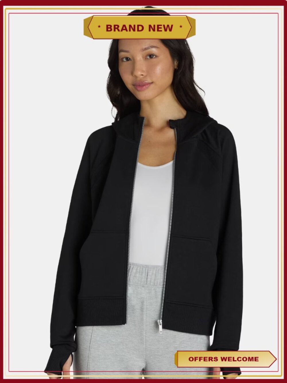 Women's Plush Fleece Hooded Zip-Up Jacket Cozy Warm Layer